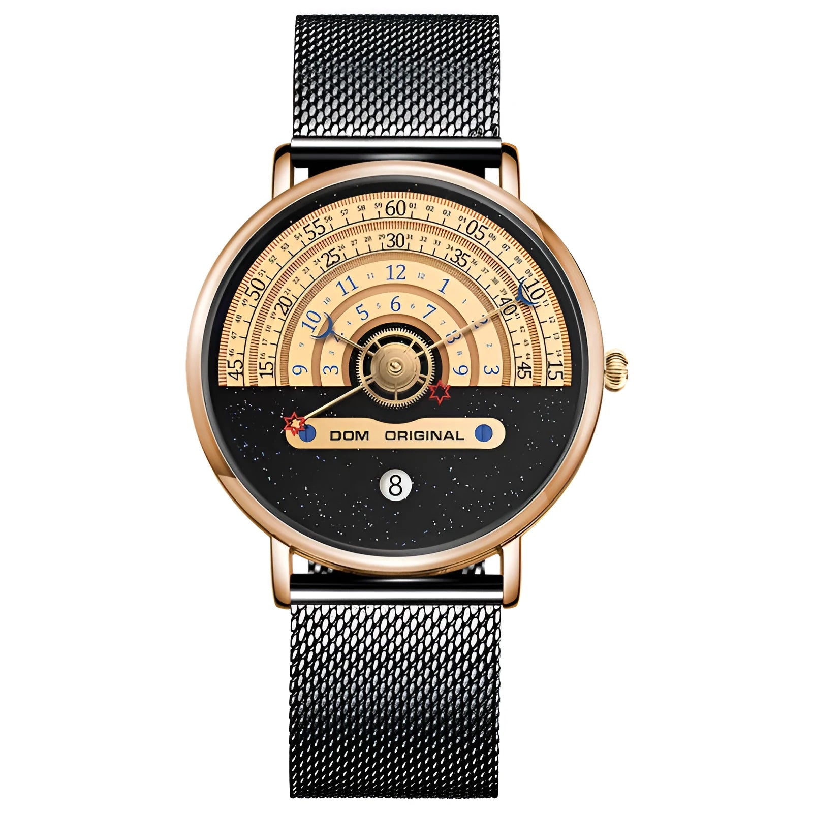 Men's gold and silver quartz wristwatch with 40mm round dial showing 24-hour indication and stainless steel strap