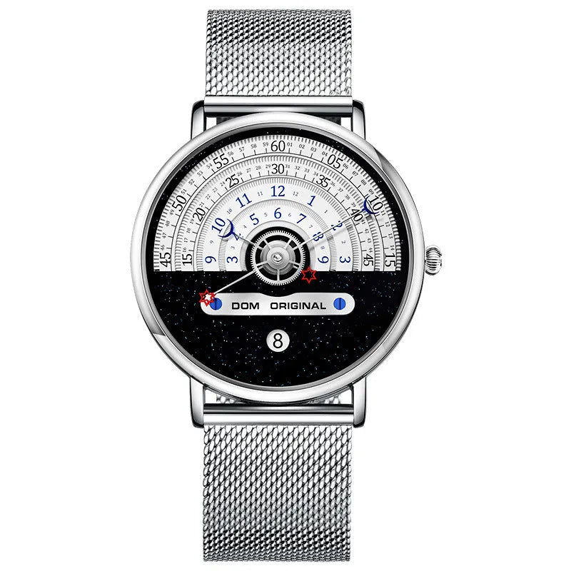 Men's gold and silver quartz wristwatch with 40mm round dial showing 24-hour indication and stainless steel strap