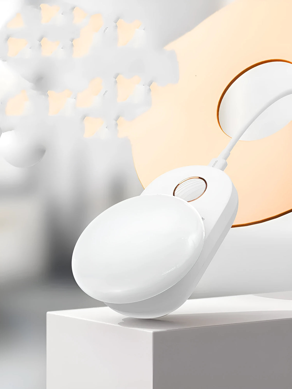 White rechargeable sensor night light with motion detection for bedroom use