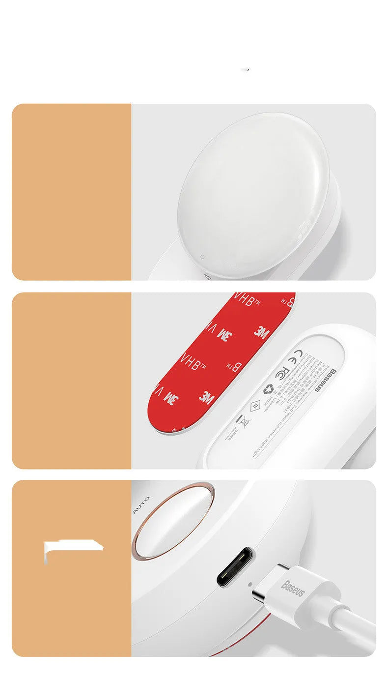 White rechargeable sensor night light with motion detection for bedroom use