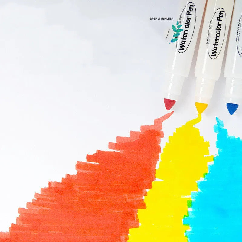 Children's washable brush pen set with plastic barrels in 36 or 48 colour options