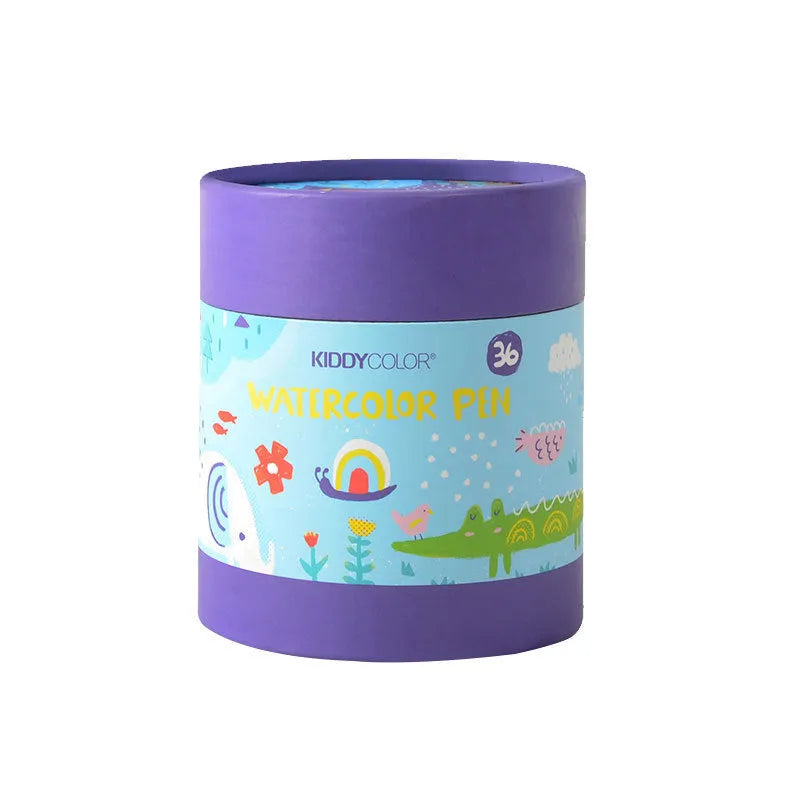 Children's washable brush pen set with plastic barrels in 36 or 48 colour options