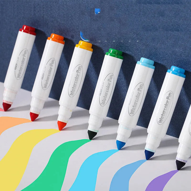 Children's washable brush pen set with plastic barrels in 36 or 48 colour options