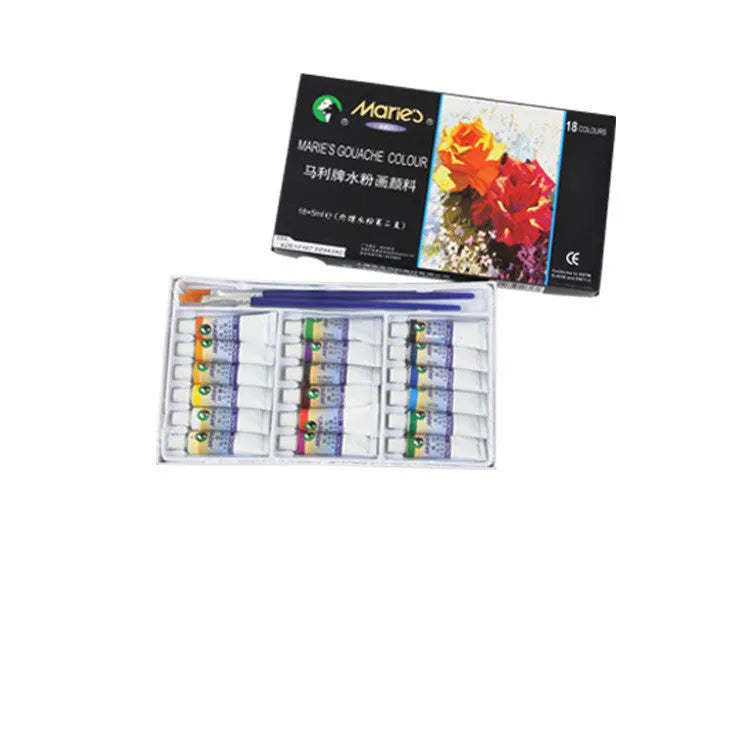 Boxed set of Marley gouache paint tubes in 12, 18, and 24 colour options, showing 12ml tubes.