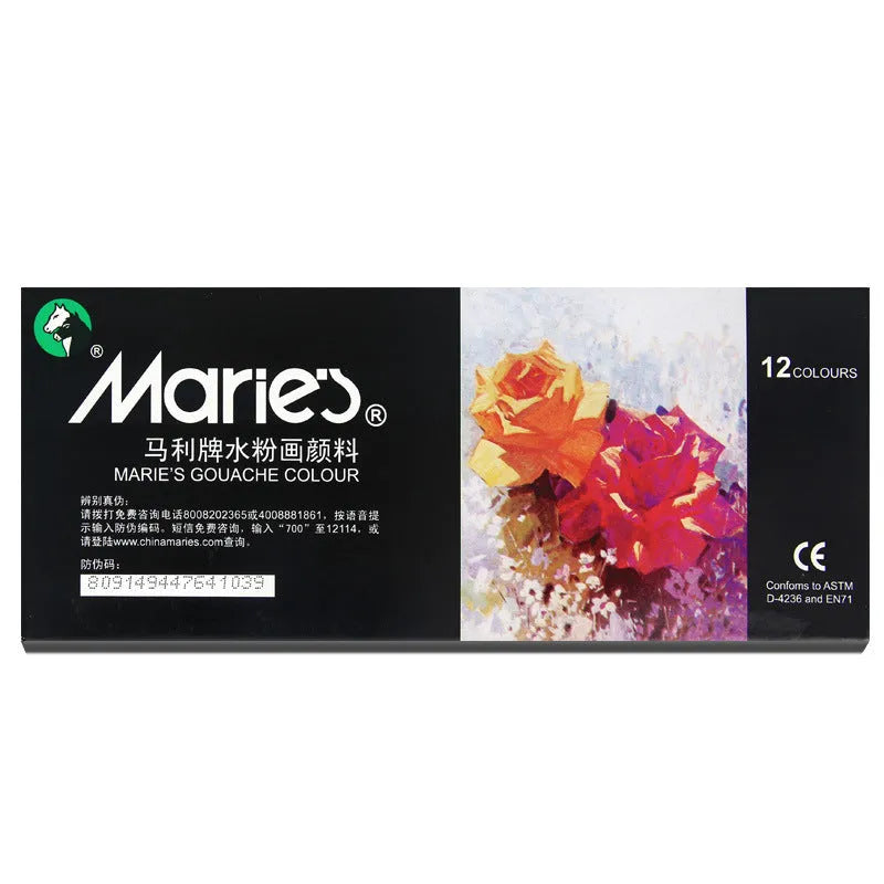 Boxed set of Marley gouache paint tubes in 12, 18, and 24 colour options, showing 12ml tubes.
