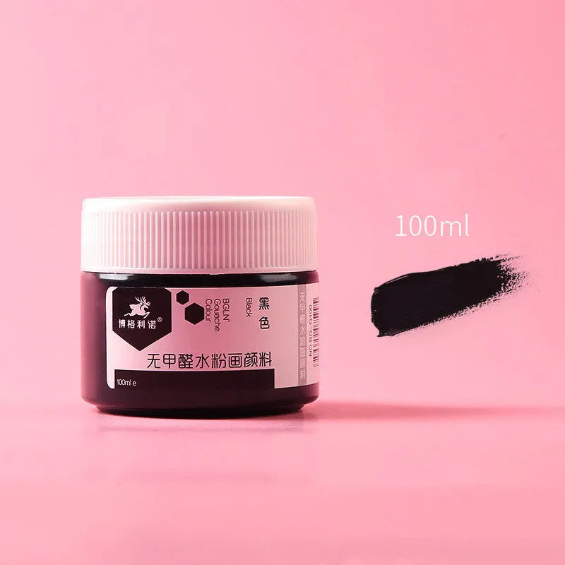Bottled gouache paint for beginners in eight colours with strong covering ability and 100g capacity