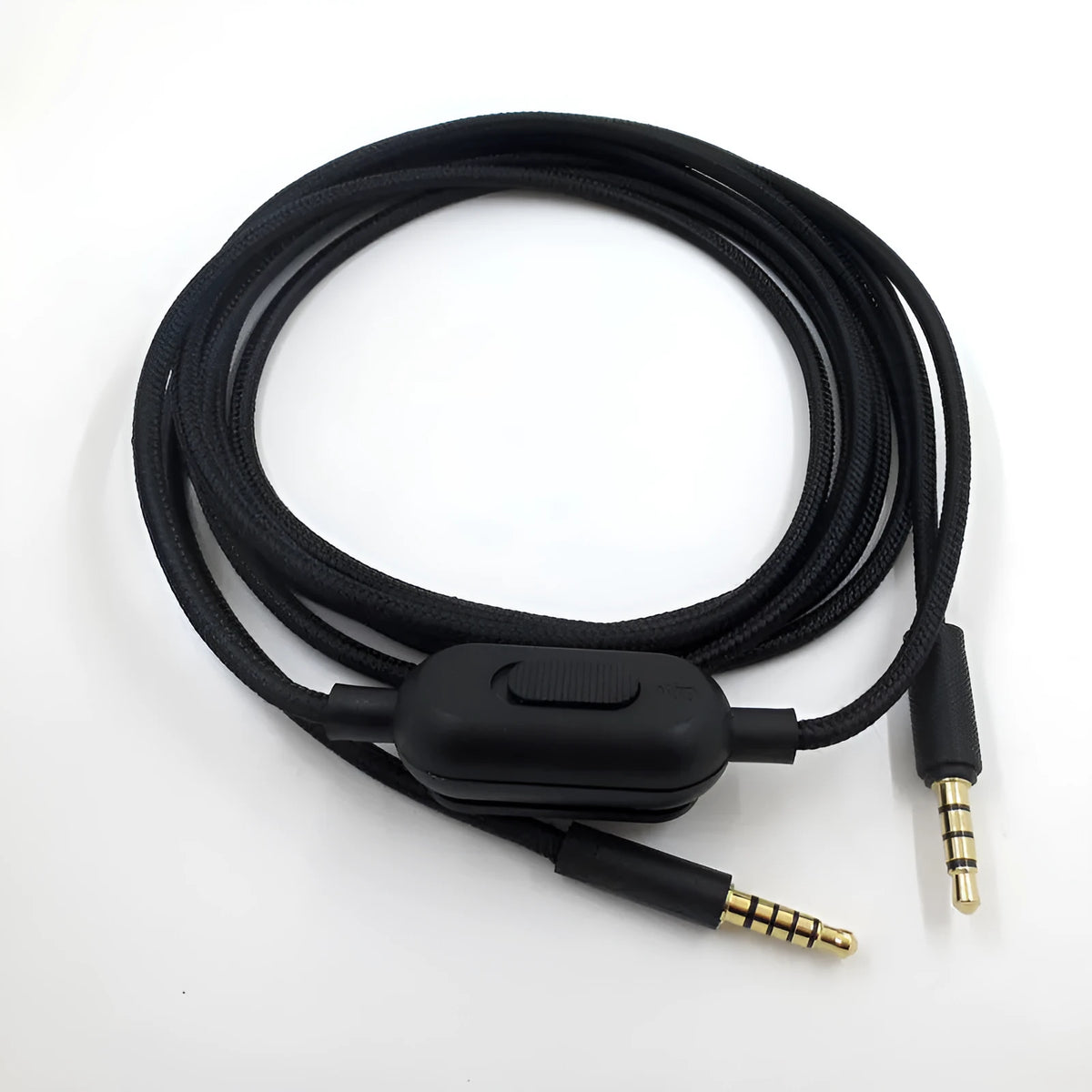 Black universal audio cable for gaming headsets with oxygen-free copper construction