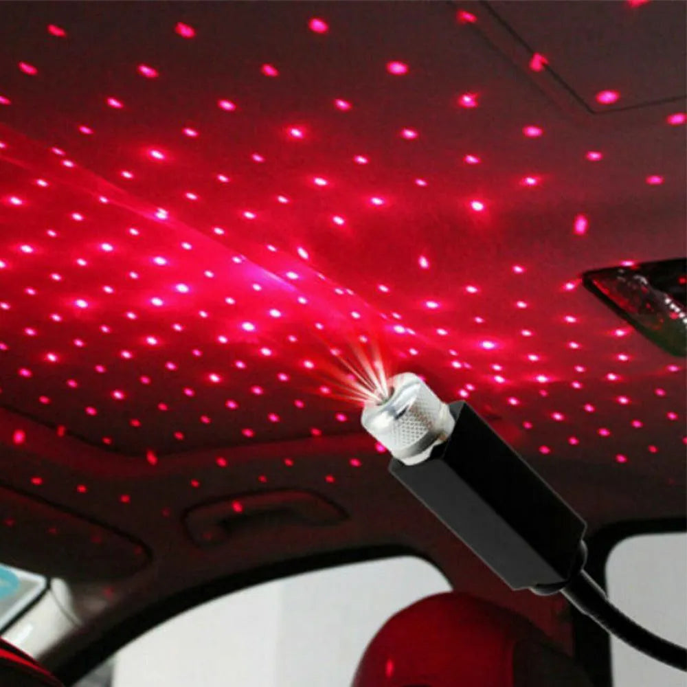 Car ceiling starlight kit with 3W LED, 12V supply, voice control, and green, purple, or red options