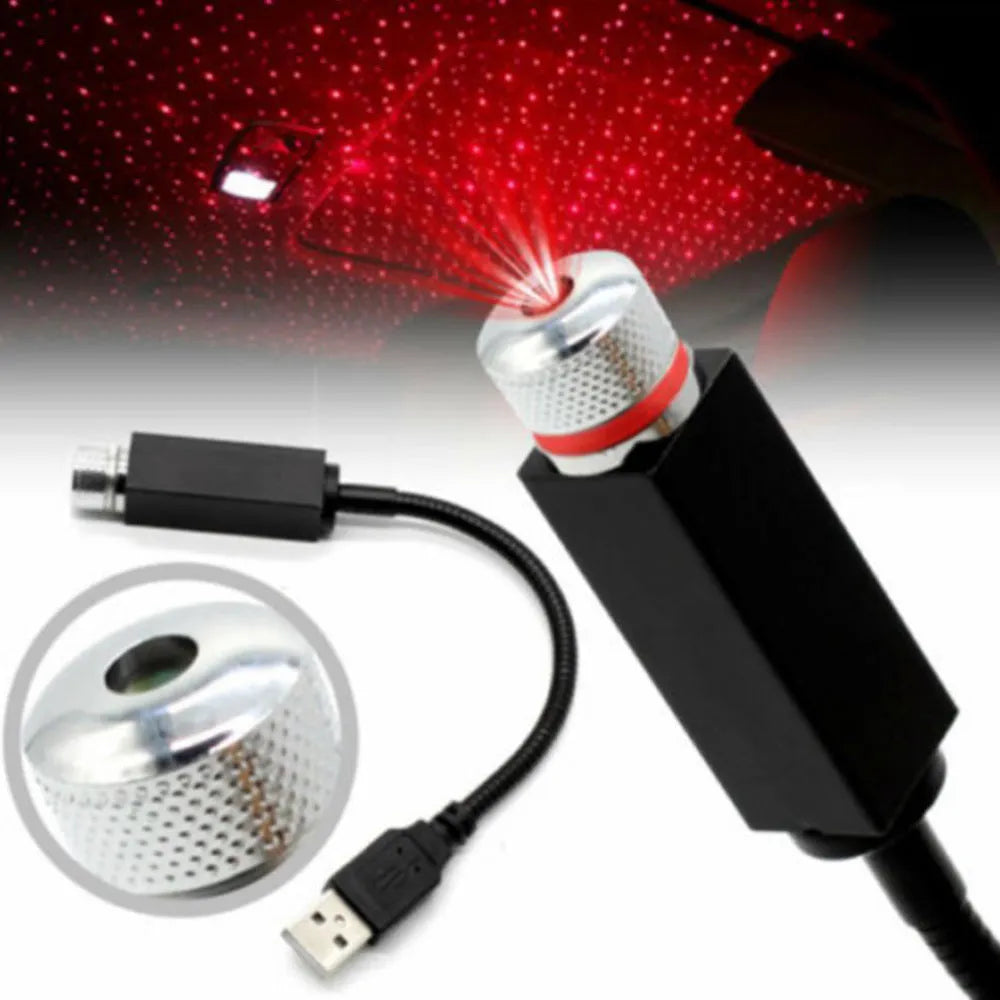 Car ceiling starlight kit with 3W LED, 12V supply, voice control, and green, purple, or red options