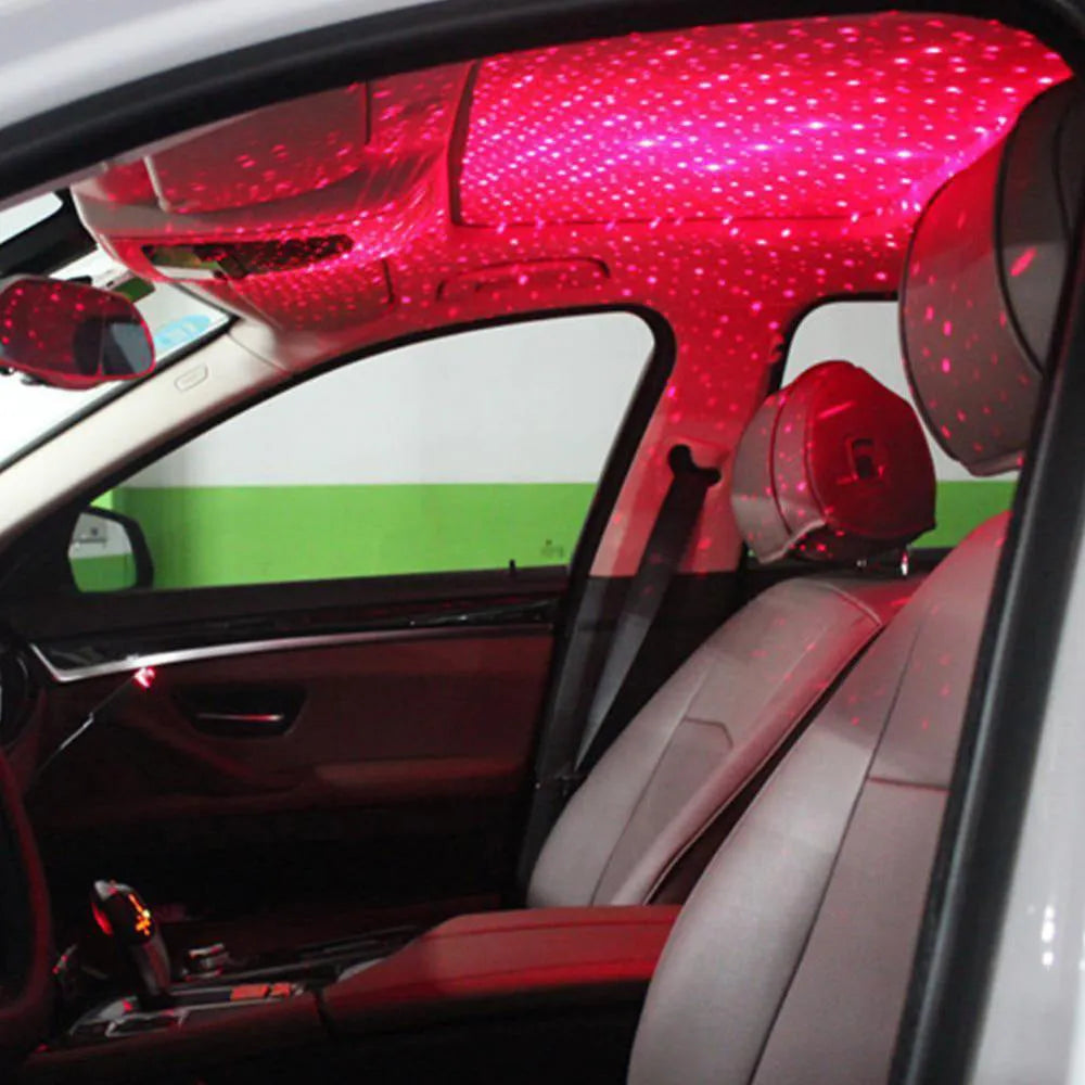 Car ceiling starlight kit with 3W LED, 12V supply, voice control, and green, purple, or red options