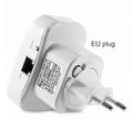 Black or white WiFi repeater with multiple plug options and network cable