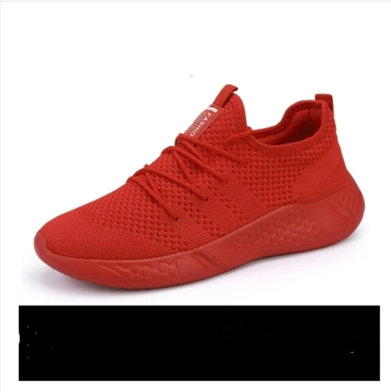 Men's black and white breathable sneakers with mesh upper and lace-up closure for casual sport