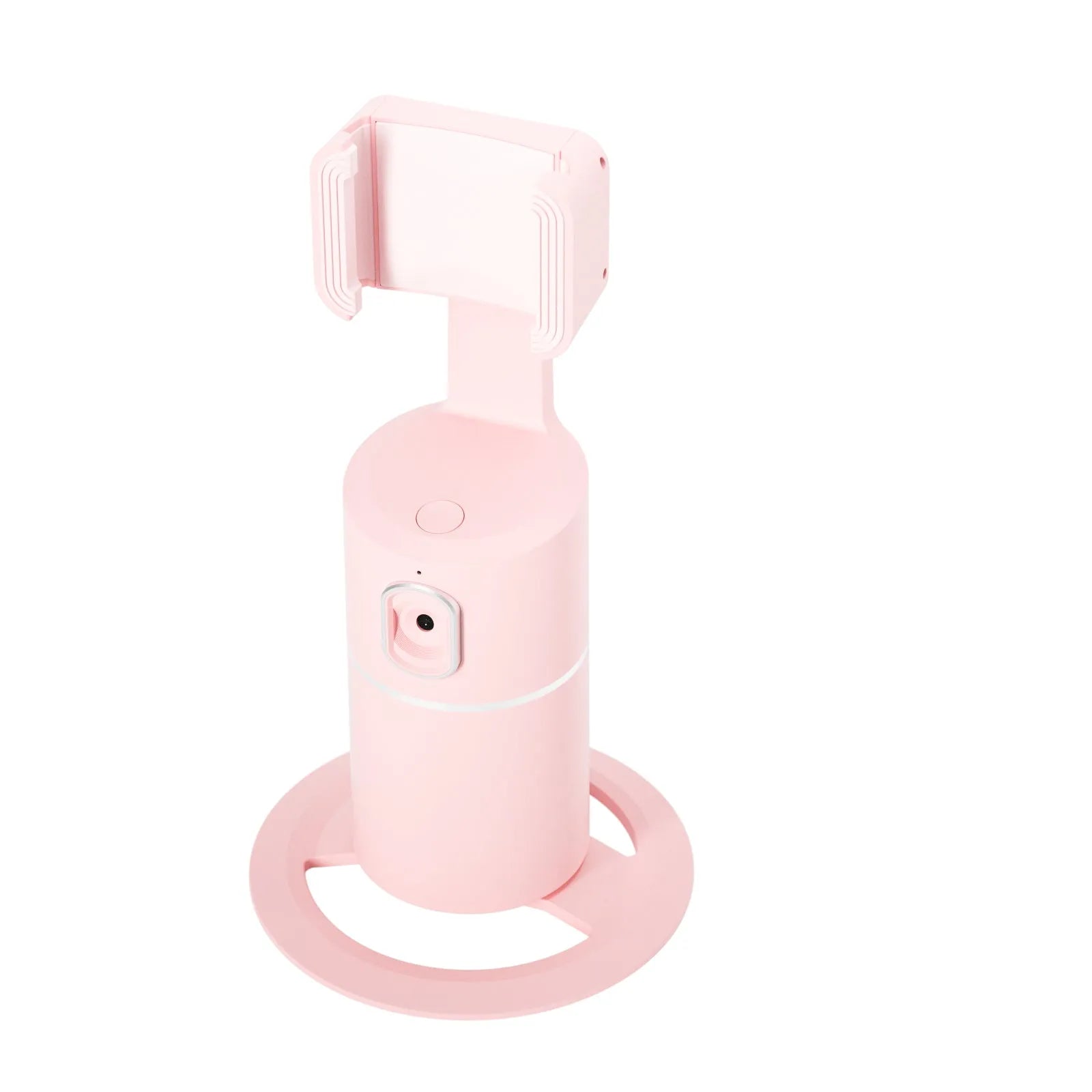 Black pink white smartphone gimbal with 360-degree rotation and auto face follow tracking
