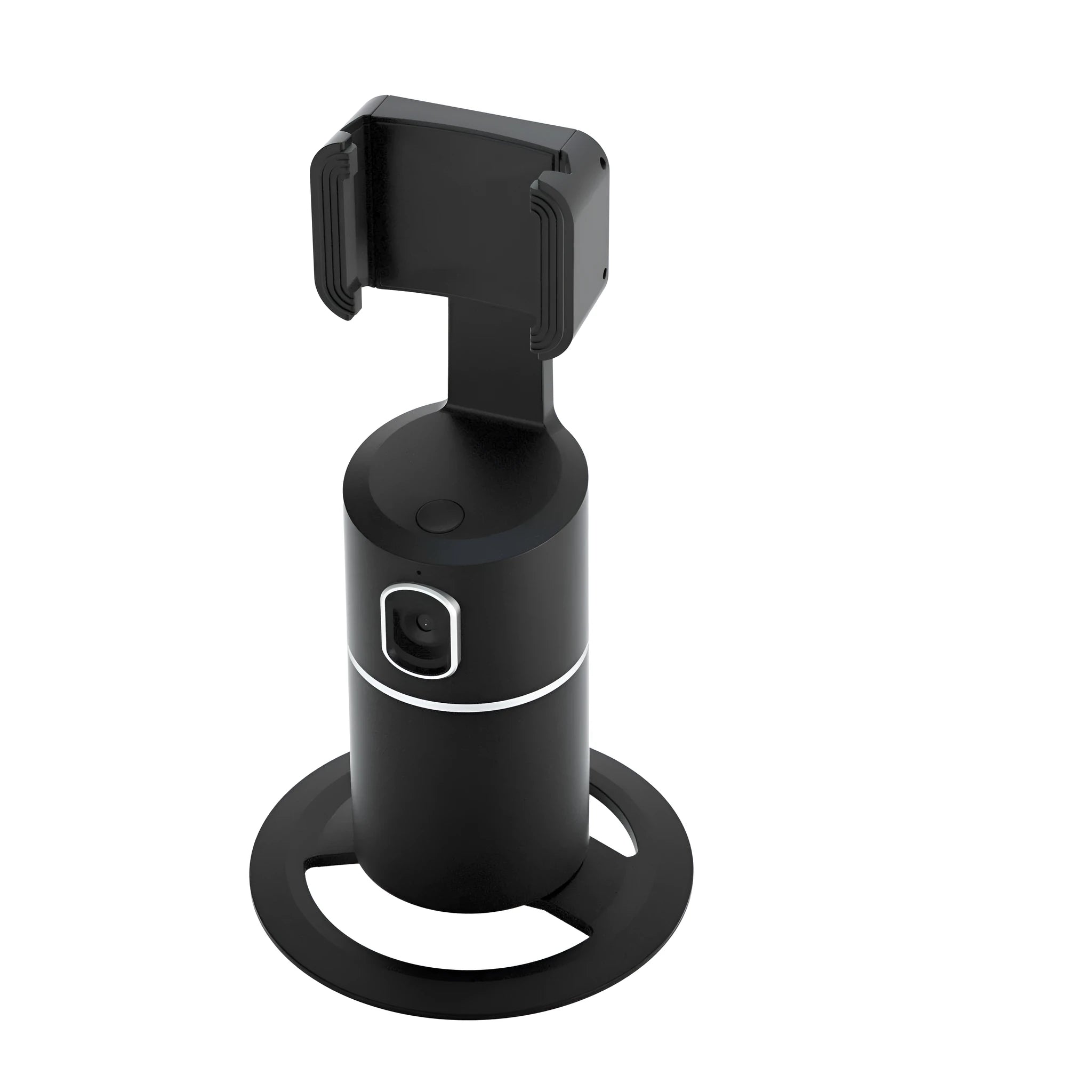 Black pink white smartphone gimbal with 360-degree rotation and auto face follow tracking