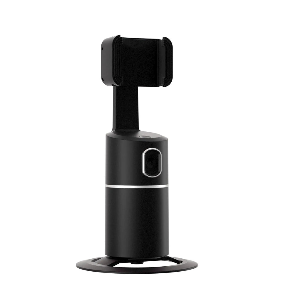 Black pink white smartphone gimbal with 360-degree rotation and auto face follow tracking