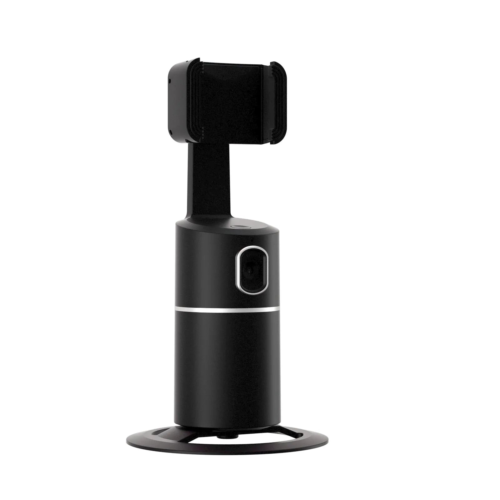 Black pink white smartphone gimbal with 360-degree rotation and auto face follow tracking