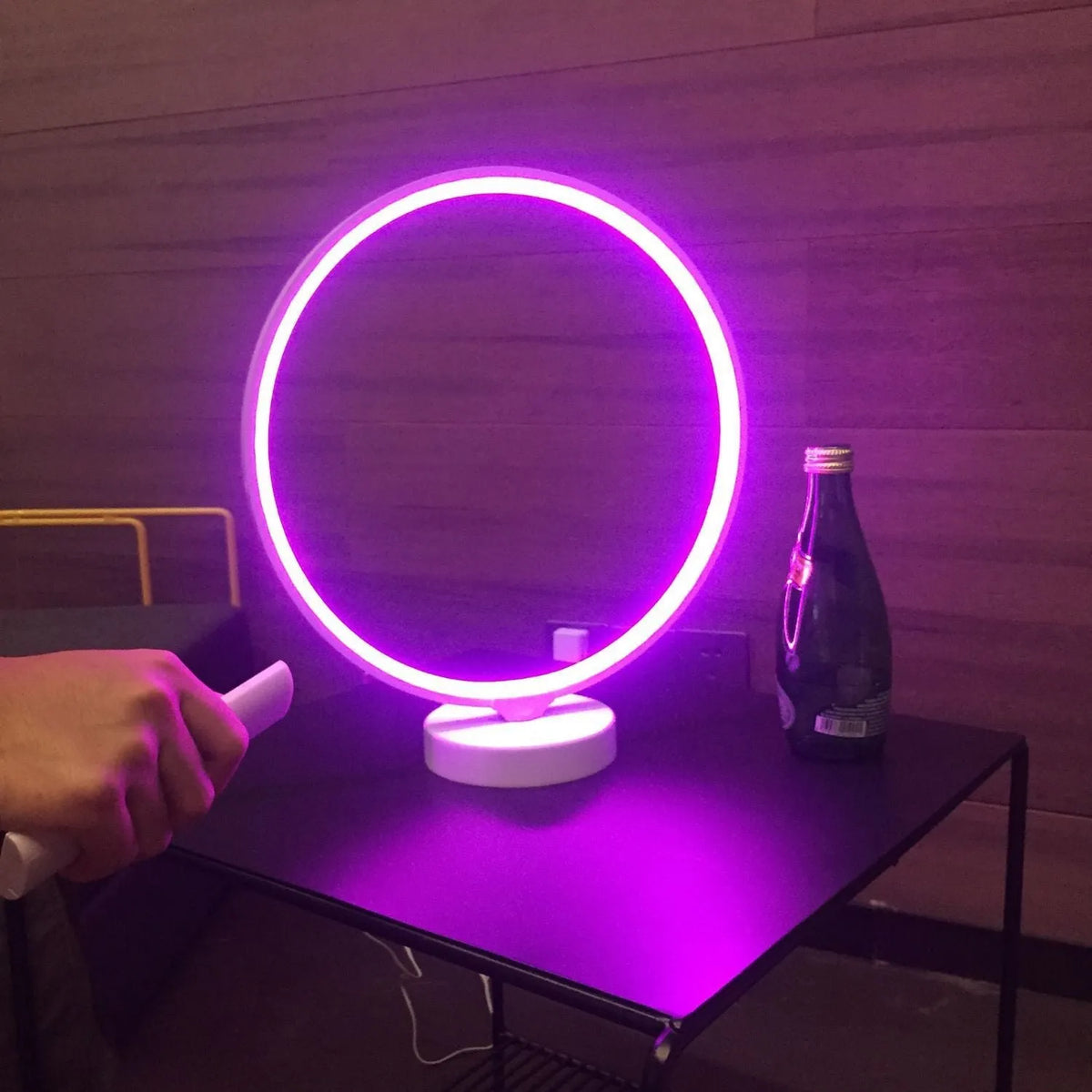 White Full Moon Lamp table light with silicone shade on aluminum base, featuring colour changing RGBW LEDs and remote control