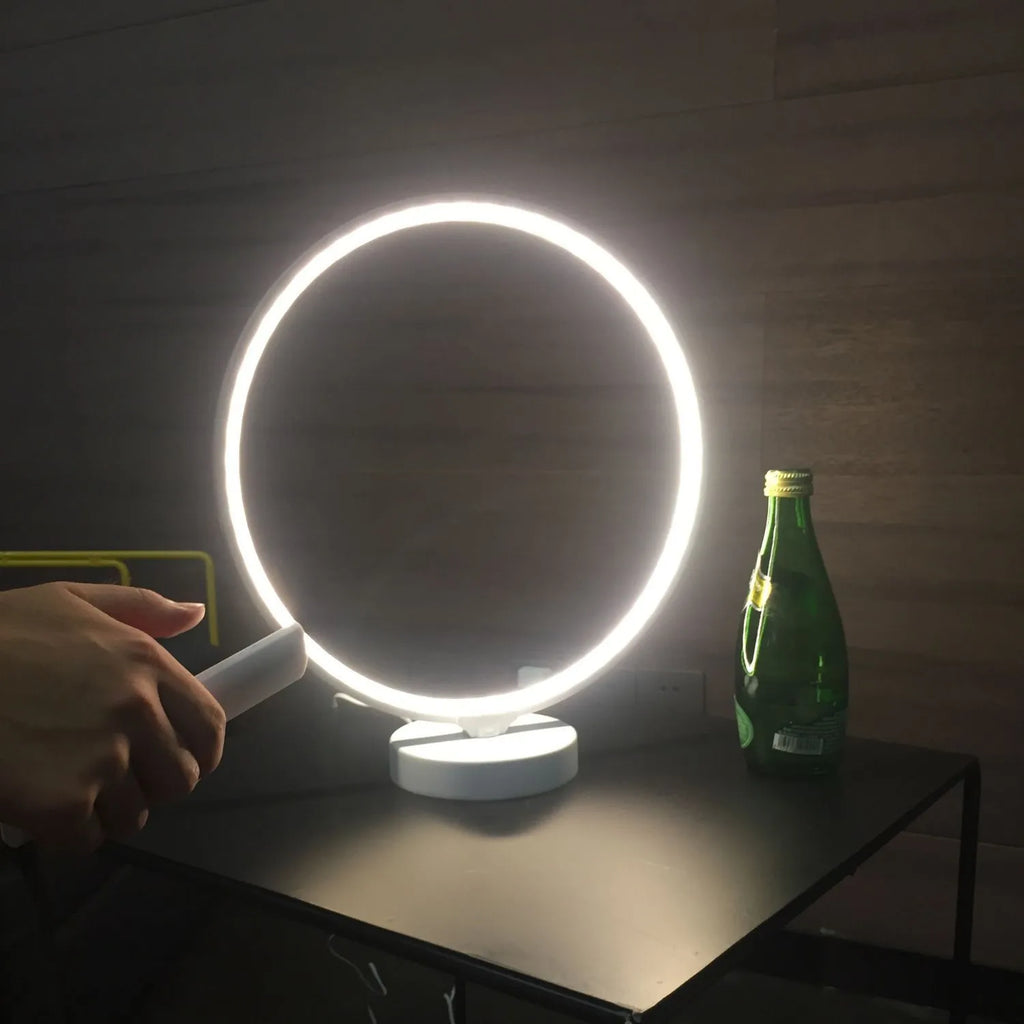 White Full Moon Lamp table light with silicone shade on aluminum base, featuring colour changing RGBW LEDs and remote control