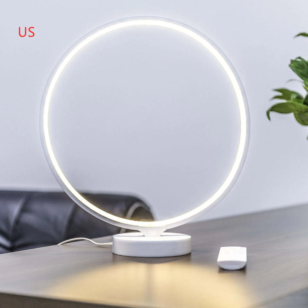 White Full Moon Lamp table light with silicone shade on aluminum base, featuring colour changing RGBW LEDs and remote control