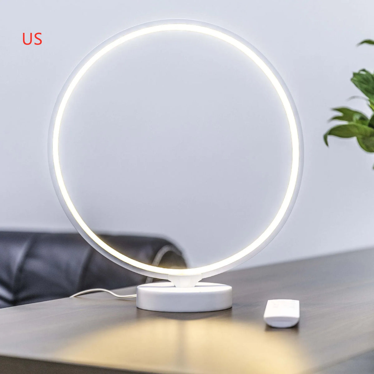 White Full Moon Lamp table light with silicone shade on aluminum base, featuring colour changing RGBW LEDs and remote control