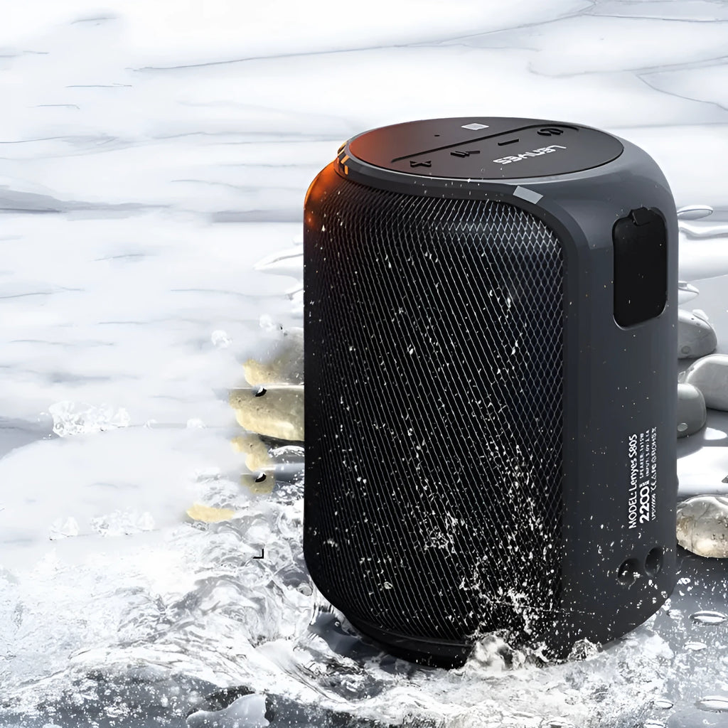 Black or blue wireless Bluetooth speaker, waterproof, drop-proof, 2200 mAh, 10 hour playtime, 0.5 kg