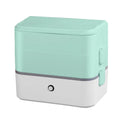 Double-layer portable heated lunch box with stainless steel interior in pink white colour option