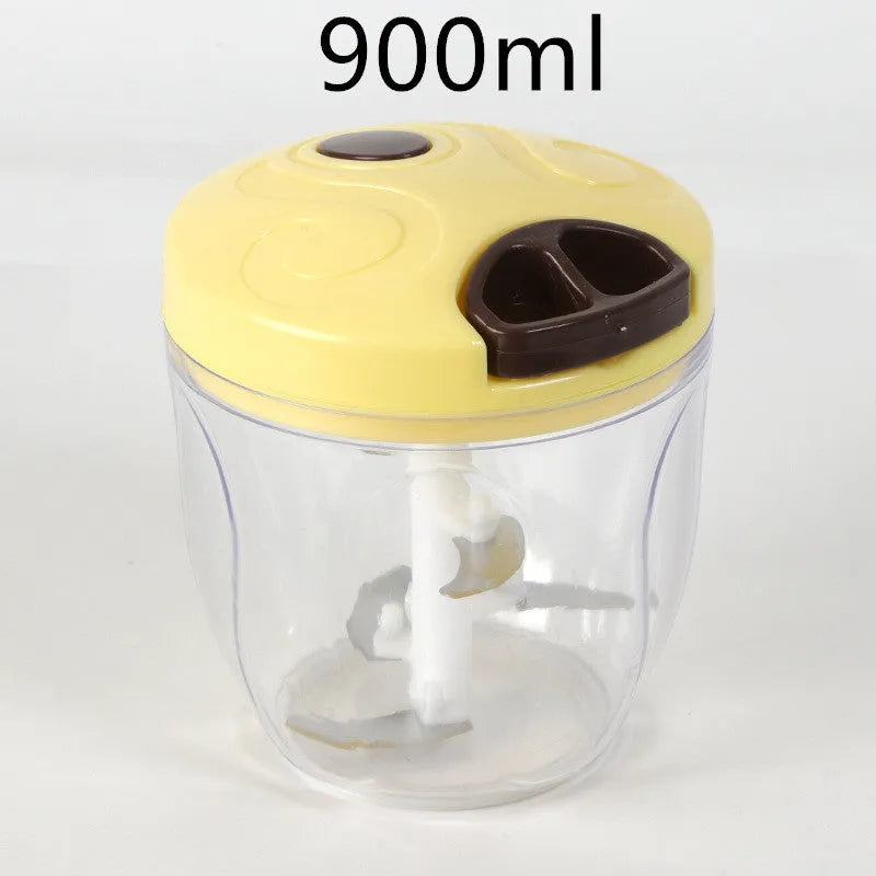 Green manual food chopper with three stainless steel blades and 500ml capacity