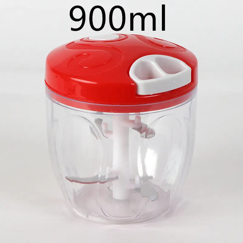 Green manual food chopper with three stainless steel blades and 500ml capacity