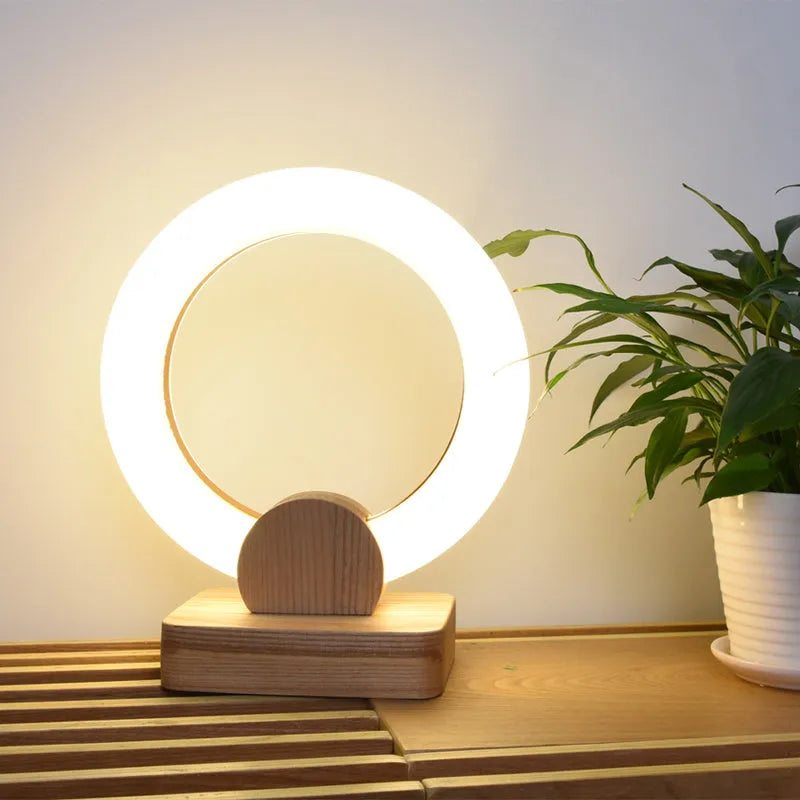 Nordic style wooden circular chandelier with acrylic shade in 20cm or 30cm diameter options.
