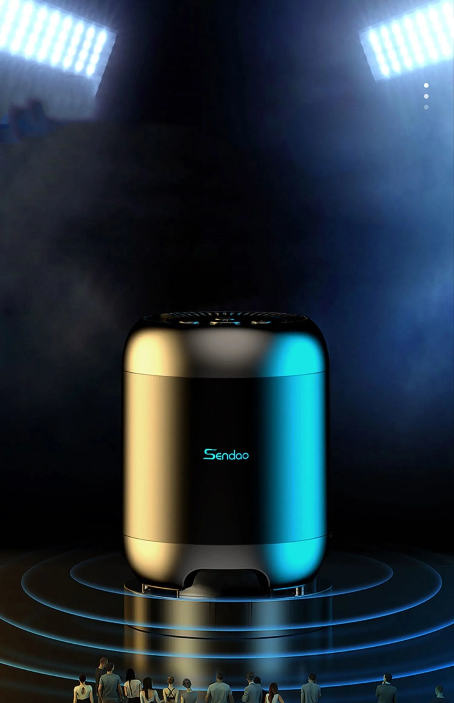 Compact black or white wireless Bluetooth speaker with subwoofer, card reader, and USB port