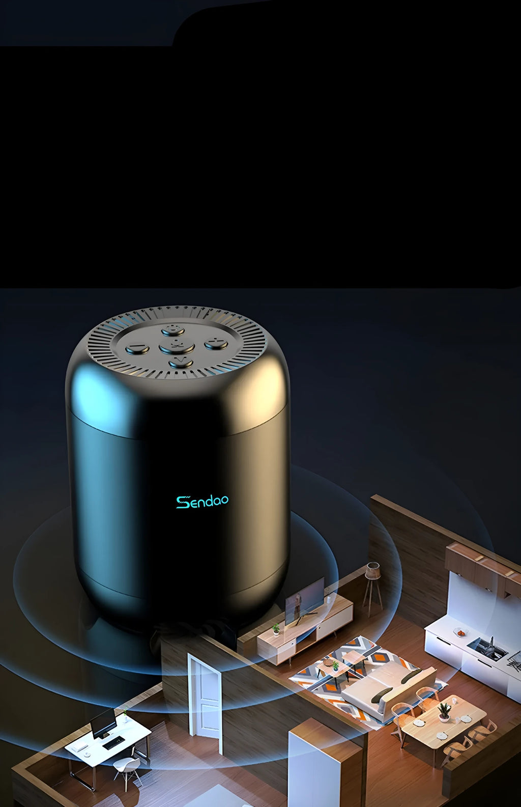 Compact black or white wireless Bluetooth speaker with subwoofer, card reader, and USB port