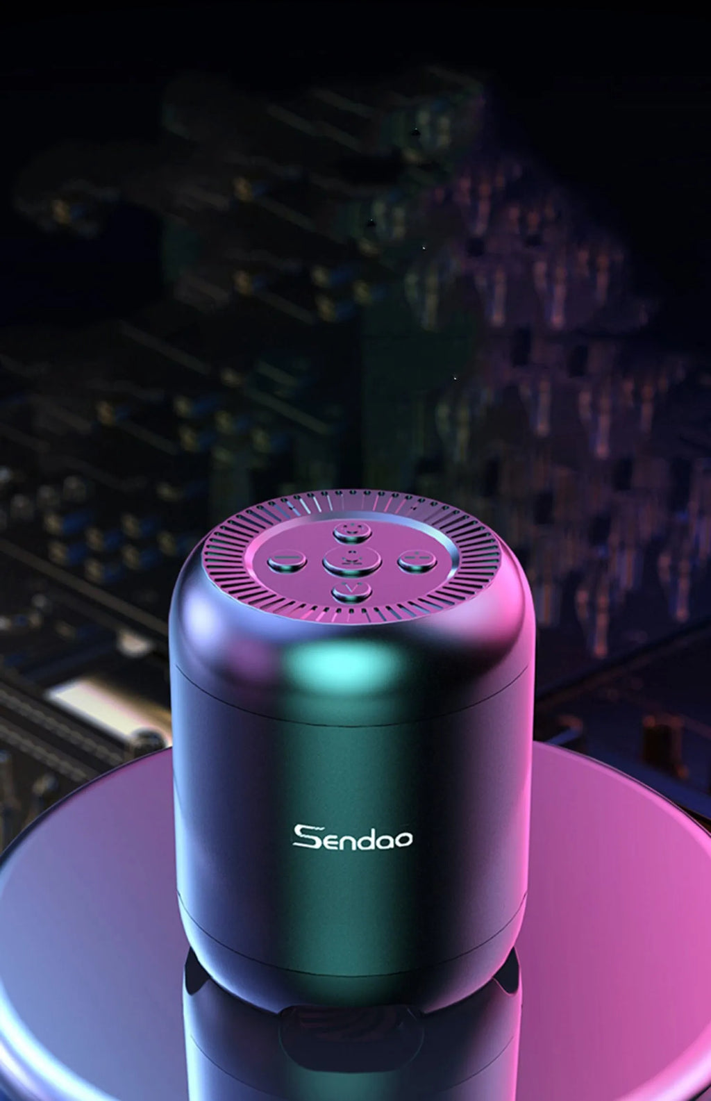 Compact black or white wireless Bluetooth speaker with subwoofer, card reader, and USB port