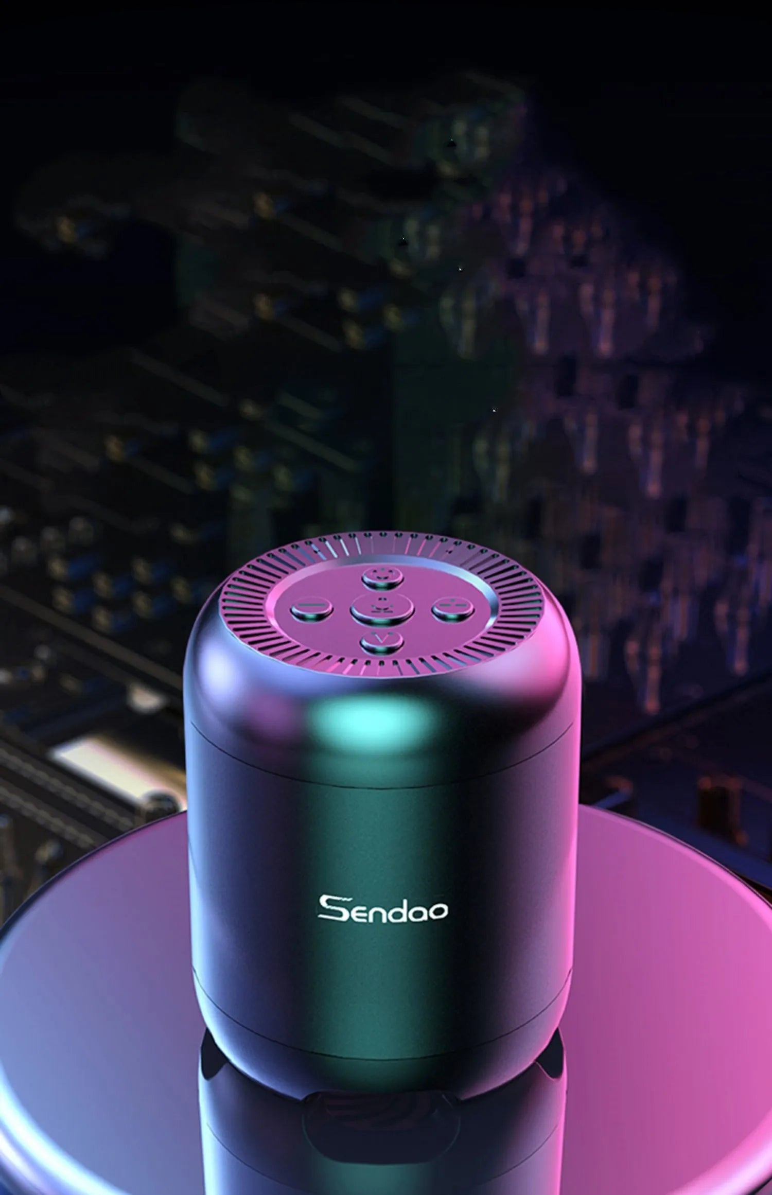 Compact black or white wireless Bluetooth speaker with subwoofer, card reader, and USB port