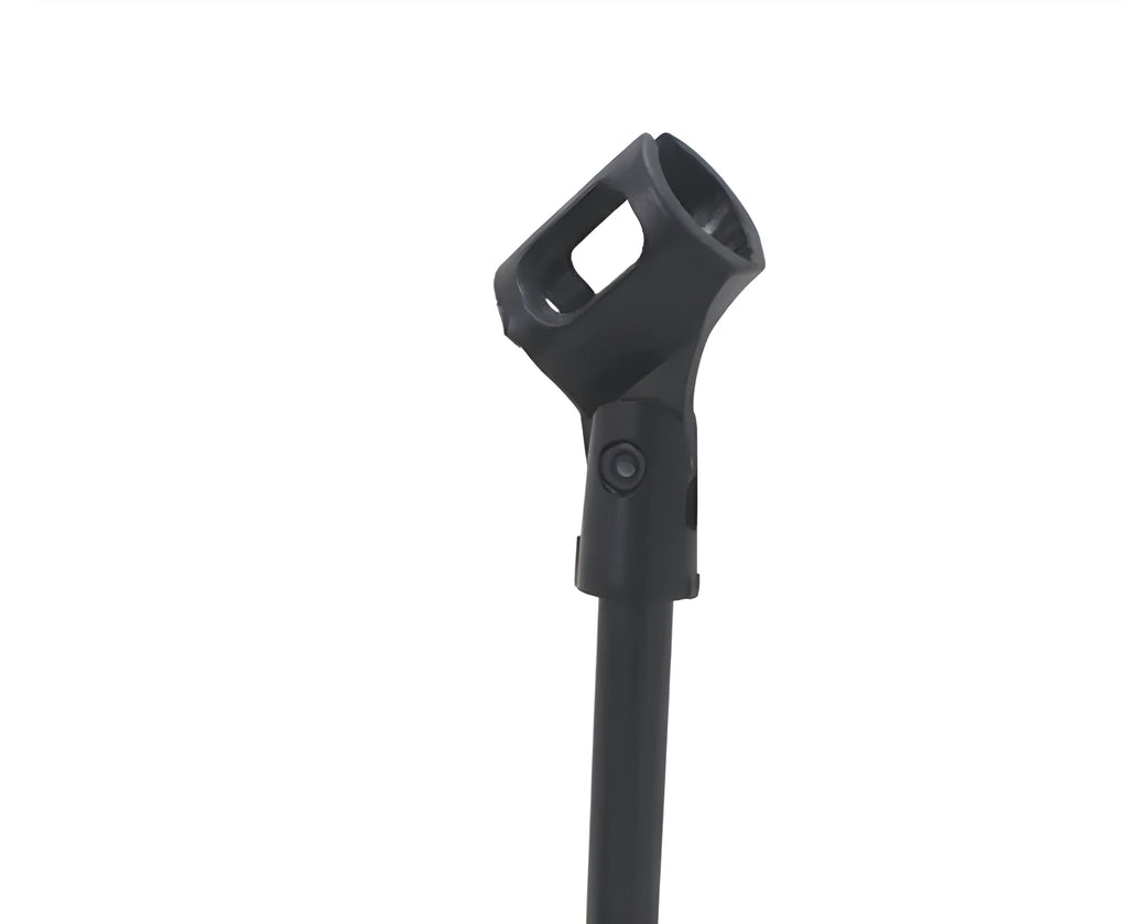 Black metal desktop microphone bracket with fixed height for conference and recording use