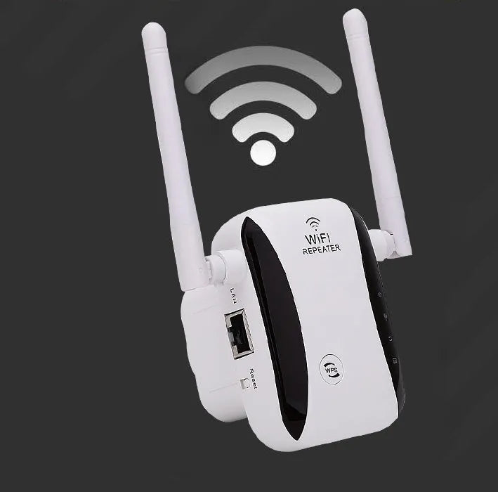 Wireless WiFi repeater 802.11n with lightning protection, 110-240V, includes RJ45 cable, EU US UK AU plug options