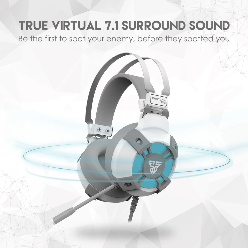 Black FANTECH HG11 USB gaming headset with RGB lights on ear cups