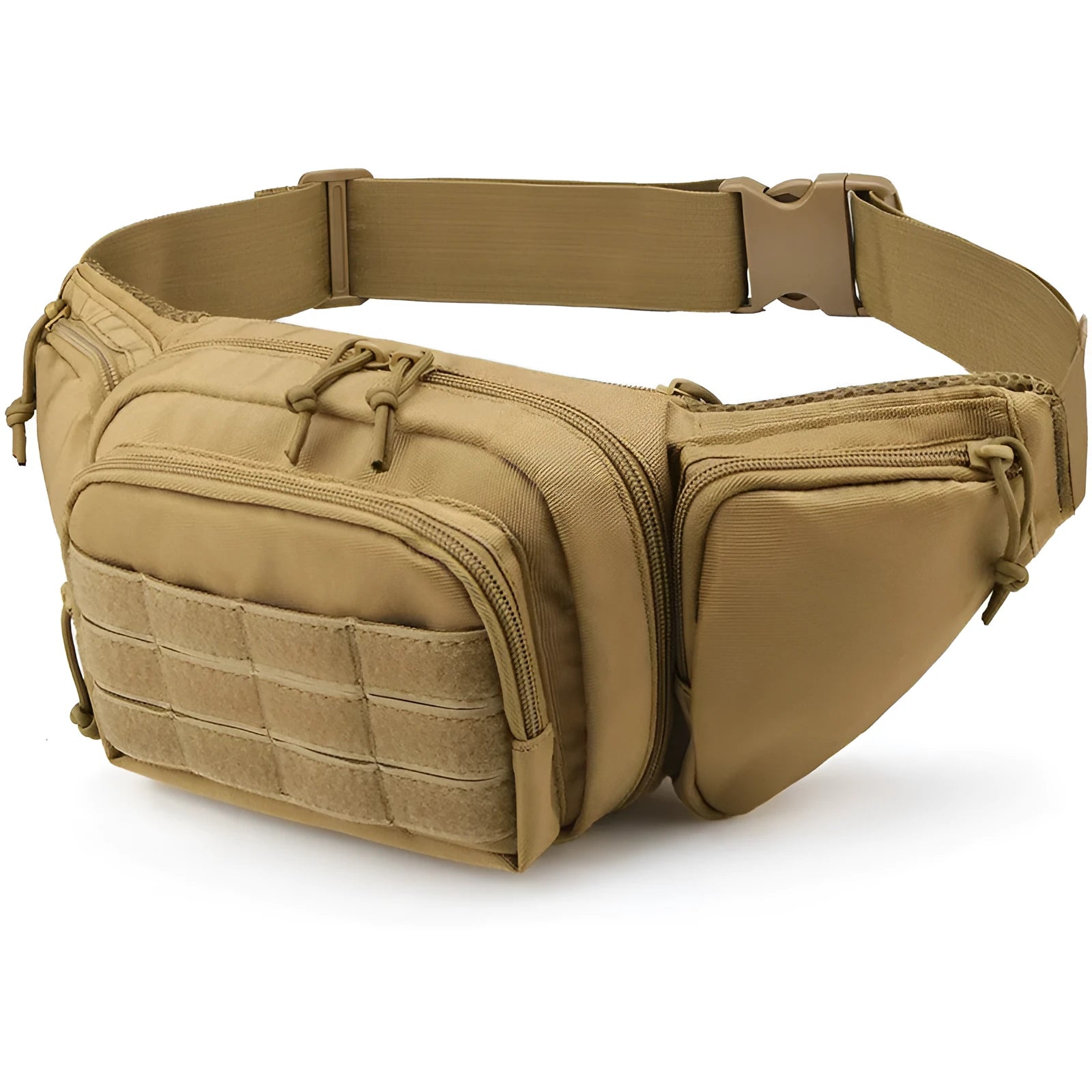 Men's tactical multifunctional waist bag in black colour with adjustable strap and moderate storage capacity
