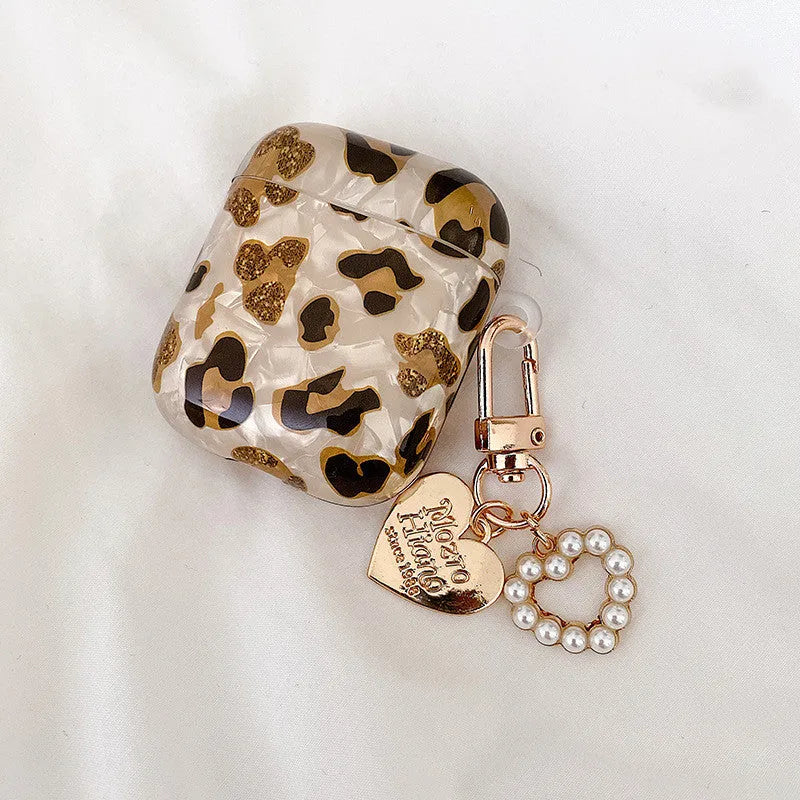 Shell yellow leopard print soft TPU flip case for Apple AirPods Pro and AirPods headphones