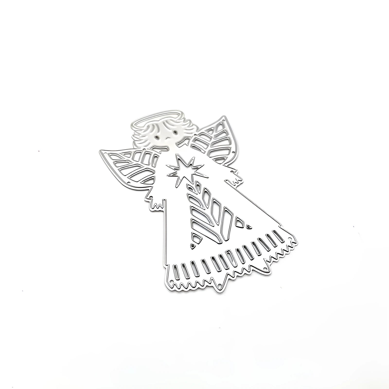 White carbon steel angel knife mould for papercraft embossing measuring 8×6 cm