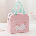 Thickened thermal insulation lunch box bag in Oxford cloth with gray unicorn or navy blue planet cat design for office use