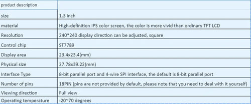 1.3 inch 240x240 IPS LCD full colour display plug-in module front view