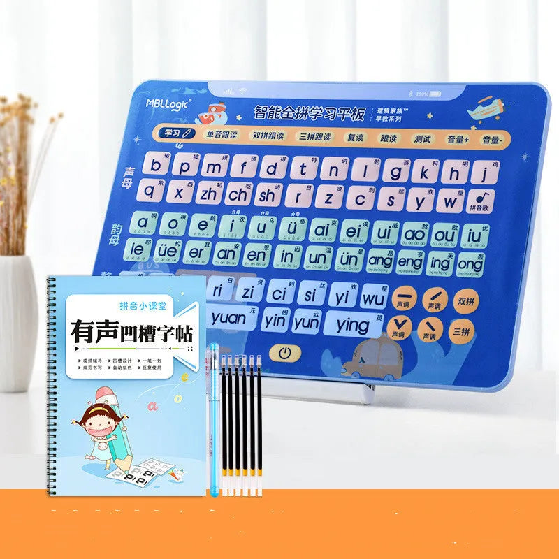 Interactive audio wall chart for Chinese character learning with pinyin cards for children