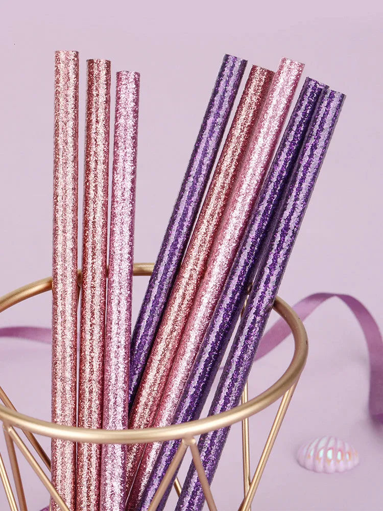 Mixed colour HB pencils including purple glitter and pale pink designs in display box with erasers