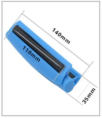 Manual plastic cigarette maker for shredded tobacco in multiple colours showing 110mm length
