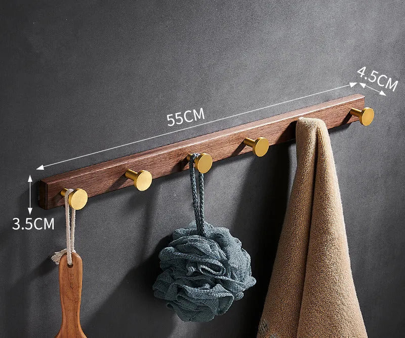 Black walnut aluminium clothes hooks with brass wire drawing treatment in light luxury finish