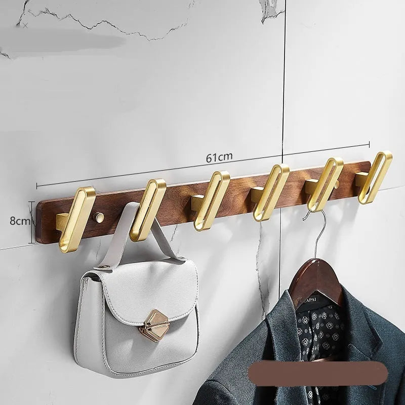 Black walnut aluminium clothes hooks with brass wire drawing treatment in light luxury finish