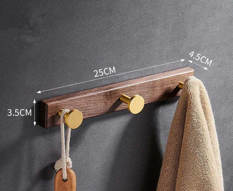 Black walnut aluminium clothes hooks with brass wire drawing treatment in light luxury finish
