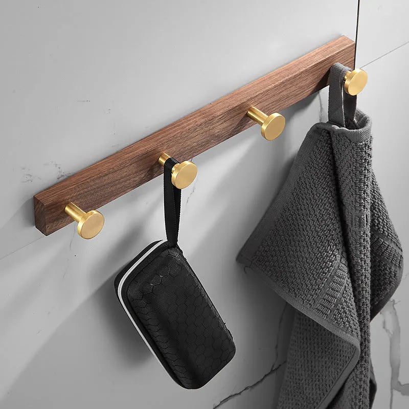 Black walnut aluminium clothes hooks with brass wire drawing treatment in light luxury finish