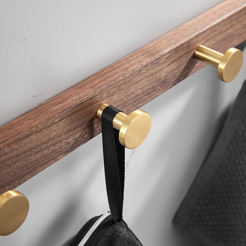 Black walnut aluminium clothes hooks with brass wire drawing treatment in light luxury finish
