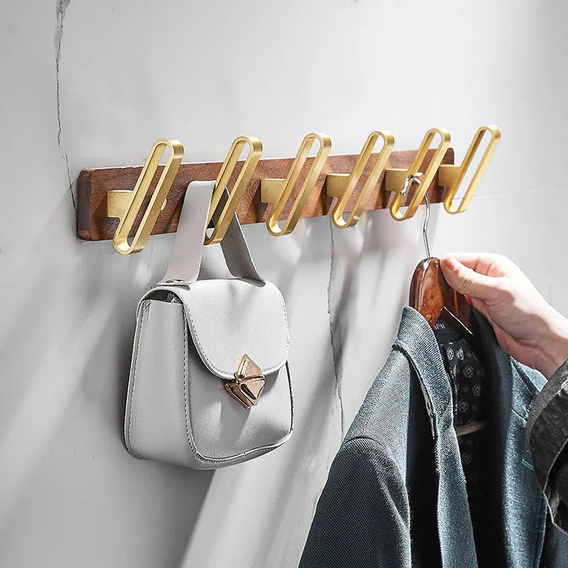 Black walnut aluminium clothes hooks with brass wire drawing treatment in light luxury finish
